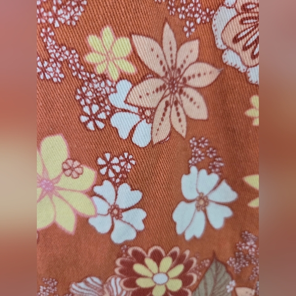 Altar'd State Orange Print Hobo Hippie Flared Jeans Size S - Picture 10 of 11